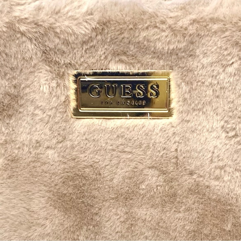 NWT GUESS Vanna Faux Fur (Clutch) – Luxe Gold-Tone Hardware Rhinestone Detail - Picture 6 of 11